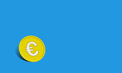 Euro coin illustration and copy space.  ユーロコインのイラストとコピースペース