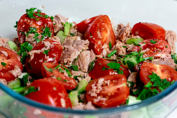 tomato salad with feta cheese and basil