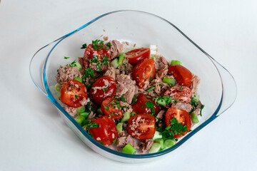 tomato salad with feta cheese and basil