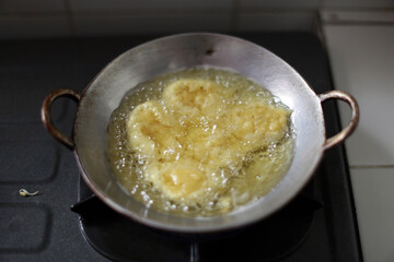 frying pan with potatoes from home