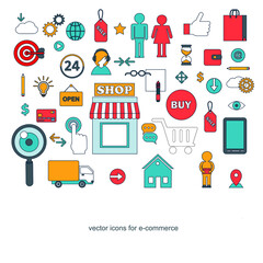 flat icons set of online shopping internet infographic design elements