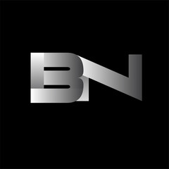 Initial letter BN uppercase modern and simple logo linked white colored, isolated in black background. Vector design template elements for company identity.