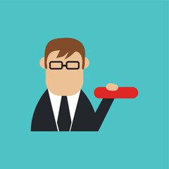 businessman with minus sign