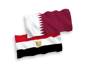 Flags of Qatar and Egypt on a white background