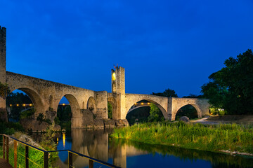 Landscape medieval village Besalu, Catalonia, Spain