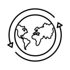 world planet with arrows around line style