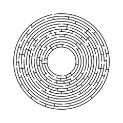 Vector circle labyrinth. Maze or Labyrinth with entry and exit. Children rebus, searching way puzzle.