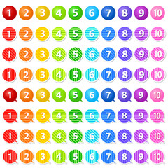 カラフルな数字アイコンセット（丸・吹き出し）