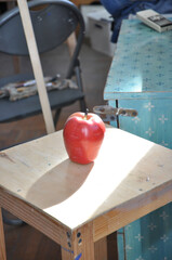 red apple on the table