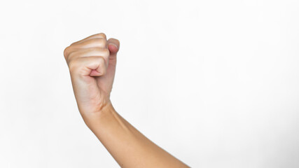 fist on a white background. Threatening gesture
