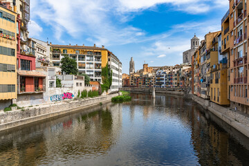 Fototapeta na wymiar Cityscape of Girona in Catalonia, Spain.