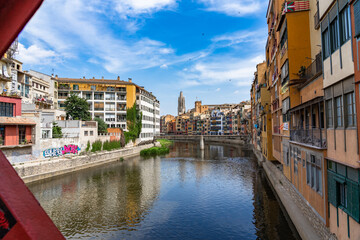 Cityscape of Girona in Catalonia, Spain.