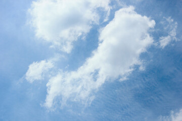 beautiful photos of the blue sky on a clear day with clean white clouds, a combination of blue and white and sparkling sunlight add a sense of enthusiasm for outdoor activities