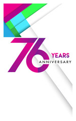 76th years anniversary logo, vector design birthday celebration with colorful geometric isolated on white background.