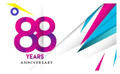 88th years anniversary logo, vector design birthday celebration with colorful geometric isolated on white background.