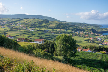 Naklejka premium Walk on the Azores archipelago. Discovery of the island of Faial, Azores, Horta