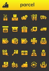 Modern Simple Set of parcel Vector filled Icons