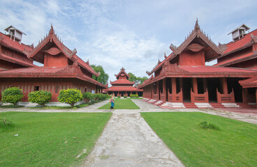 Mandalay, Myanmar - August 15th 2015 : an historic Buddhist monastery located near Mandalay Hill, Mandalay Region, Myanmar