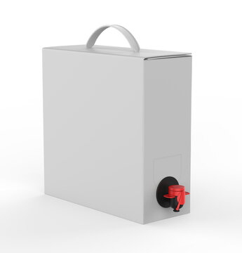 Blank Paper  Hard Box Wine Dispenser with a Tap For Branding. 3d render illustration.