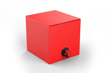 Blank Paper  Hard Box Wine Dispenser with a Tap For Branding. 3d render illustration.