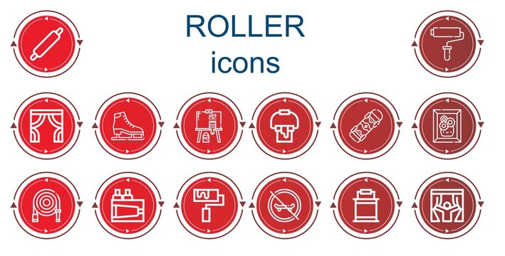 Editable 14 roller icons for web and mobile