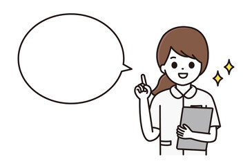 カルテを持ち指差しをする看護師