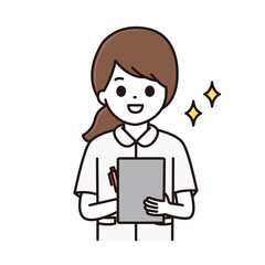 カルテに記入をする看護師