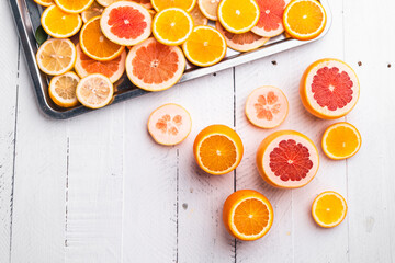 Oranges,Grapefruit,Lemon Fruit orange on white background
