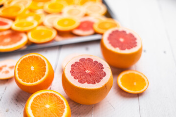 Oranges,Grapefruit,Lemon Fruit orange on white background