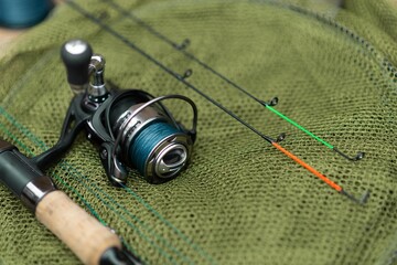 spin fishing rod and reel isolated. fishing tackle