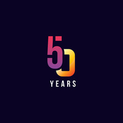 50 Years Anniversary Gradient Number Vector Design
