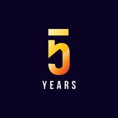 5 Years Anniversary Gradient Number Vector Design