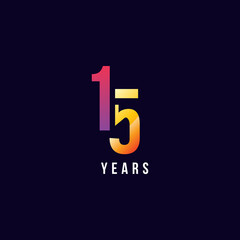 15 Years Anniversary Gradient Number Vector Design