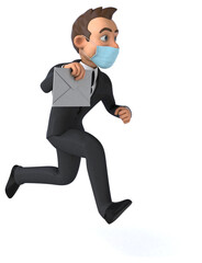 Fun cartoon businessman character with a mask