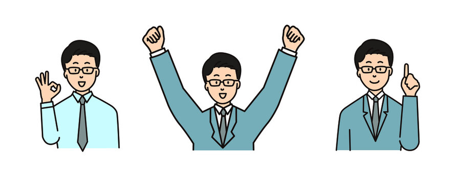 眼鏡をかけたビジネスマンのポーズ セット Stock Vector Adobe Stock