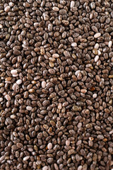 Chia seeds close-up background . The texture of the Chia seeds. Copy space.