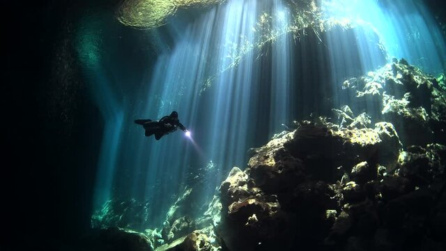 cave diving in Mexico 