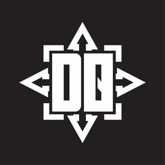 DQ Logo monogram with rounded arrows shape design template