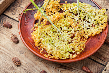 Fried elderberry flowers.