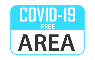 COVID-19 Corona Virus Warning Danger Caution Sign. Information Sign Virus Free Area Zone Blue. Template For Public Places, Airports, Business.