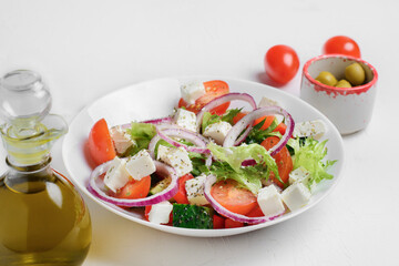 Greek salad with feta and olives