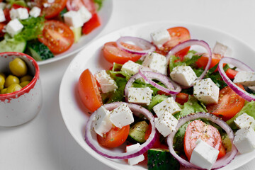 Greek salad with feta and olives