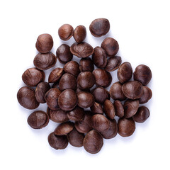 Dried Sacha Inchi nuts isolated over white background