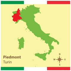 piemonte on italy map