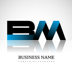 Initial letter BM uppercase modern and simple logo linked blue and black colored, isolated in white background. Vector design for company identity.