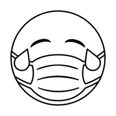 emoji wearing medical mask line style