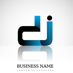 Initial letter DJ uppercase modern and simple logo linked blue and black colored, isolated in white background. Vector design for company identity.