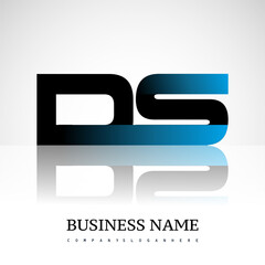 Initial letter DS uppercase modern and simple logo linked blue and black colored, isolated in white background. Vector design for company identity.