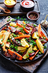 grilled veggies on a rustic wooden board