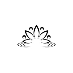 Lotus on water icon for web design isolated on white background